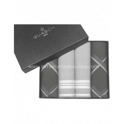 Estuche pañuelos caballero Titanium Gris (4 uds) de Guasch