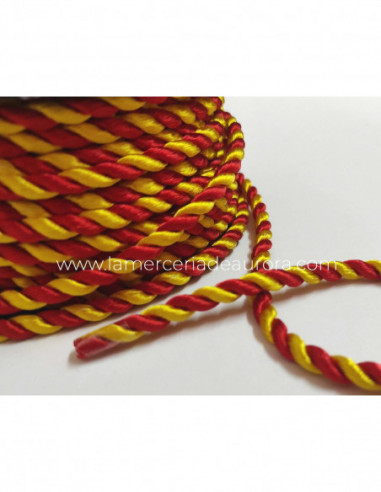 Cordón de seda bandera de España 6mm (rollo 25metros)