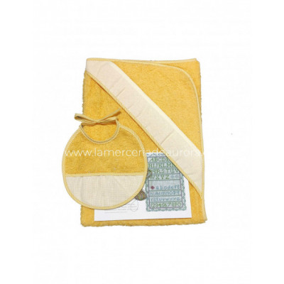 Capa de baño+babero para bordar melocotón de Ti-tin