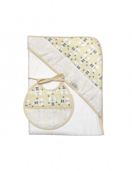 Capa de baño+babero para bordar Osito polar de Ti-tin