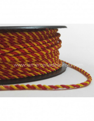 Cordón de seda bandera de España 3mm (rollo 80 metros)