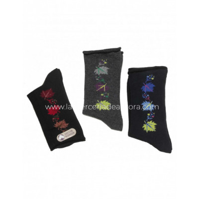Calcetín algodón puño rulo Hojas (packs 3 pares) de Posets 2