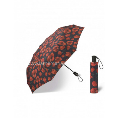Paraguas plegable apertura automática Flores rojas fondo...