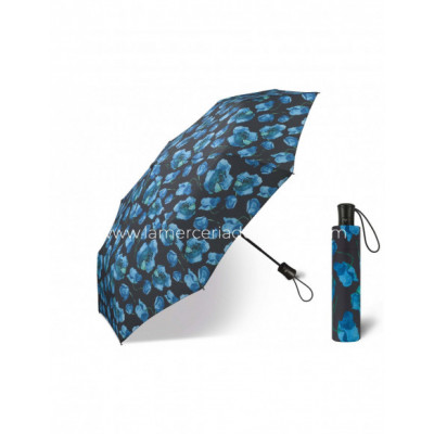 Paraguas plegable apertura automática Flores azules fondo...