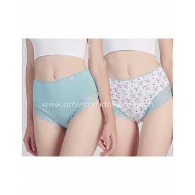 Braga alta mujer algodón fantasía con encaje (pack 2 uds)...