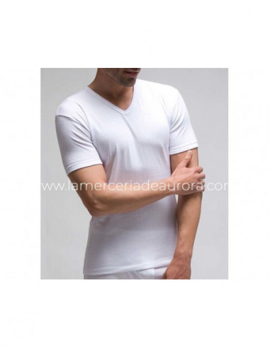 Camiseta interior hombre manga corta cuello pico 750 de Rapife