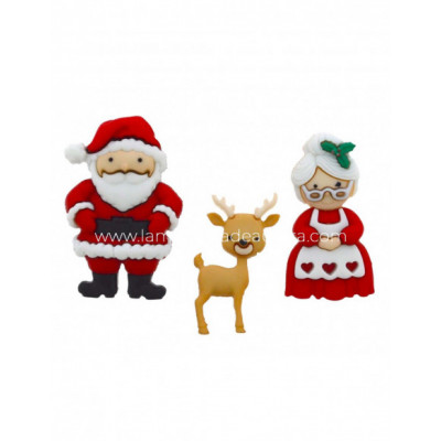 Botones decorativos Mr & Mrs Claus (3 uds) de Dress it up