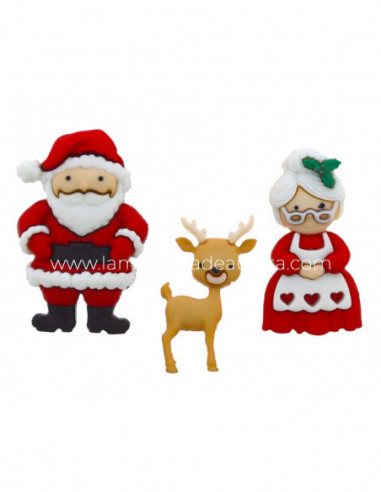 Botones decorativos Mr & Mrs Claus (3 uds) de Dress it up