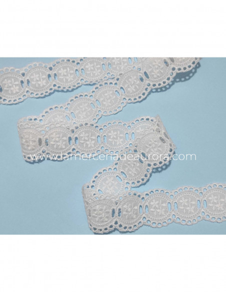 Entredós con pasacintas batista bordada (3,5 cm) Vera