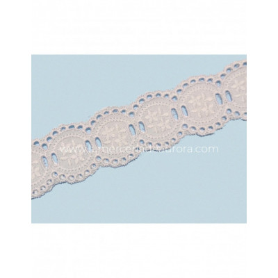 Entredós con pasacintas batista bordada (3,5 cm) Vera 2