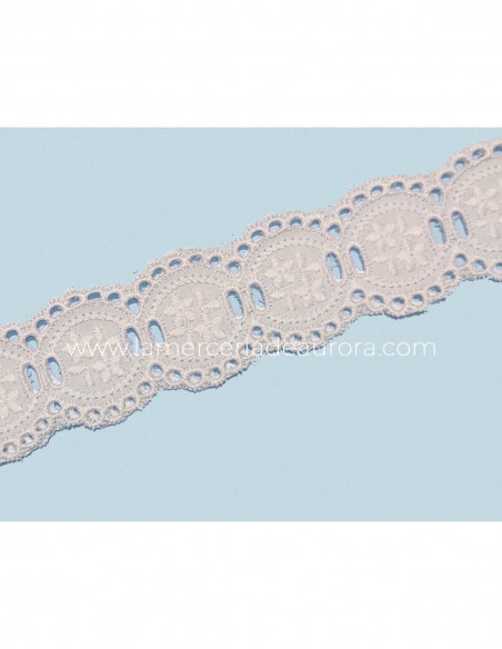 Entredós con pasacintas batista bordada (3,5 cm) Vera