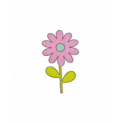 Parche termoadhesivo Flor rosa con tallo (4,5x8,5cms)
