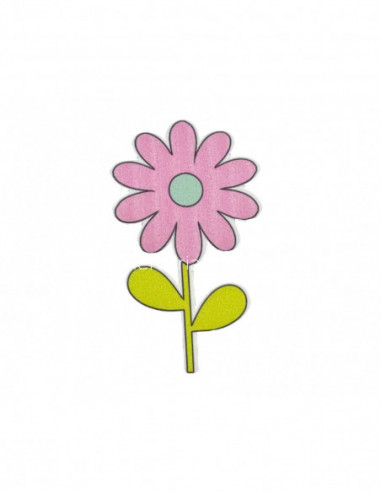 Parche termoadhesivo Flor rosa con tallo (4,5x8,5cms)