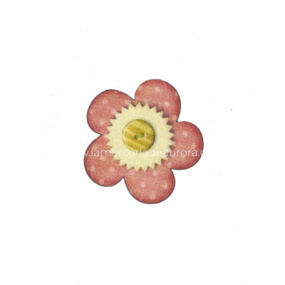 Parche termoadhesivo Flor con botón (6x6cms)