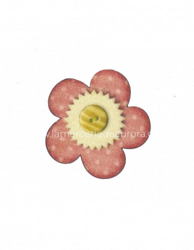 Parche termoadhesivo Flor con botón (6x6cms)