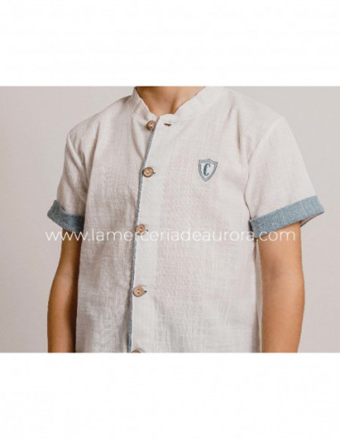Pijama niño Comunión Aqua 49600 de Calamaro - detalle camisa