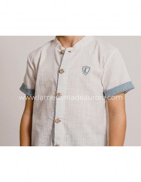 Pijama niño Comunión Aqua 49600 de Calamaro - detalle camisa