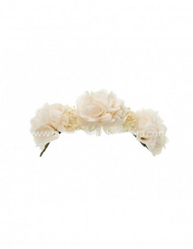 Tocado con flores tupidas y gypsophila paniculata de Siena Complementos - CRUDO