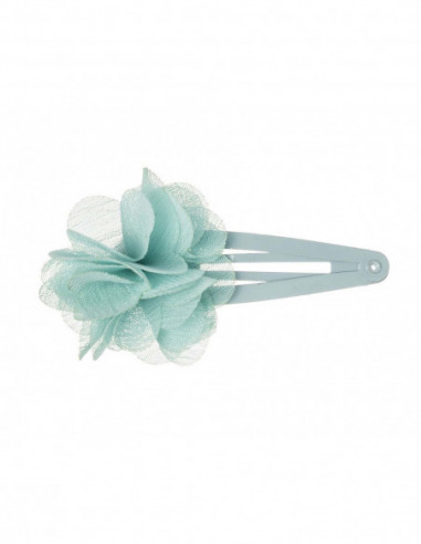Clip rana con flor bambula de Siena Complementos - VERDE MAR