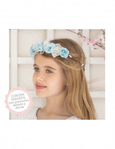 Corona con rosas, puntillas y gypsophila de...