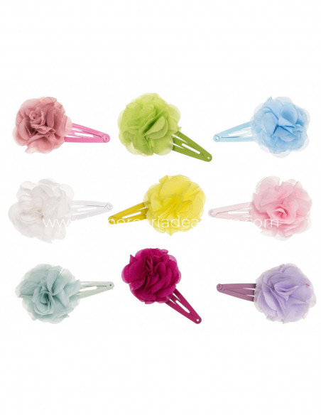 Clip rana con flor tela de Siena complementos - varios colores