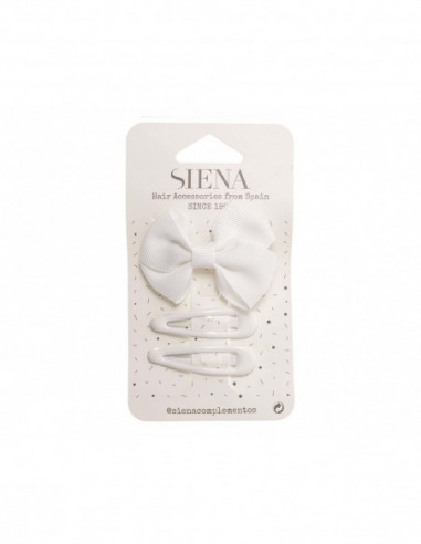 Pinza pico pato lazo mariposa + clips rana (2 uds) de Siena - BLANCO