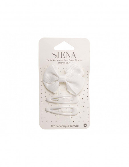 Pinza pico pato lazo mariposa + clips rana (2 uds) de Siena - BLANCO