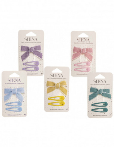 Pinza pico-pato lazo piqué + clips rana (2 uds) de Siena complementos - varios colores