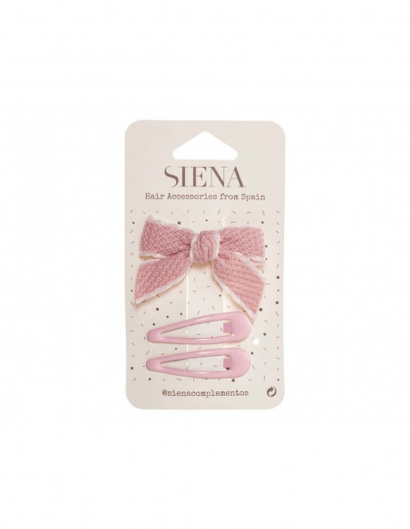 Pinza pico-pato lazo piqué + clips rana (2 uds) de Siena complementos - varios colores