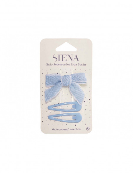 Pinza pico-pato lazo piqué + clips rana (2 uds) de Siena complementos - varios colores