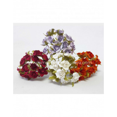 Ramillete rosas de papel y tela (12 uds) - varios colores