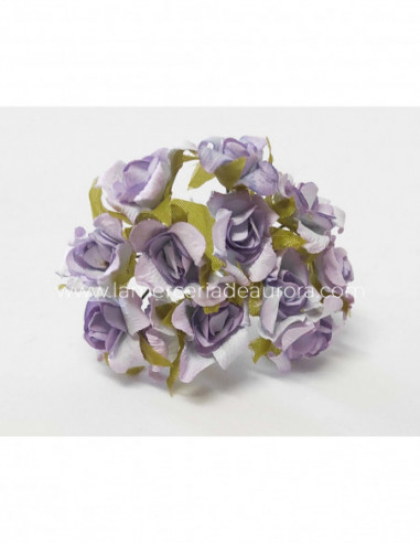 Ramillete rosas de papel y tela (12 uds) -...