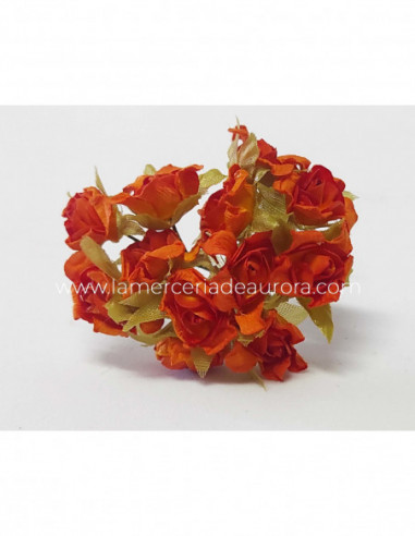Ramillete rosas de papel y tela (12 uds) -...