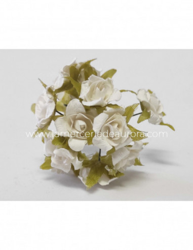 Ramillete rosas de papel y tela (12 uds) -...