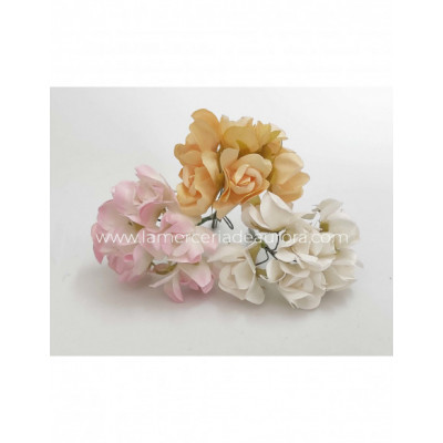 Ramillete rosas de papel (6 uds) - varios colores