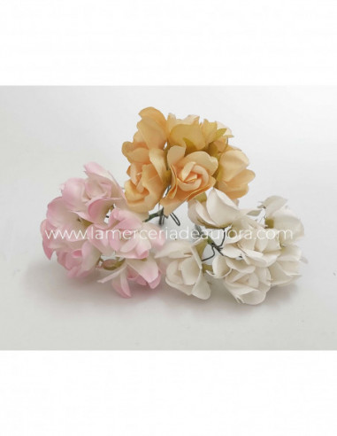 Ramillete rosas de papel (6 uds) - varios colores