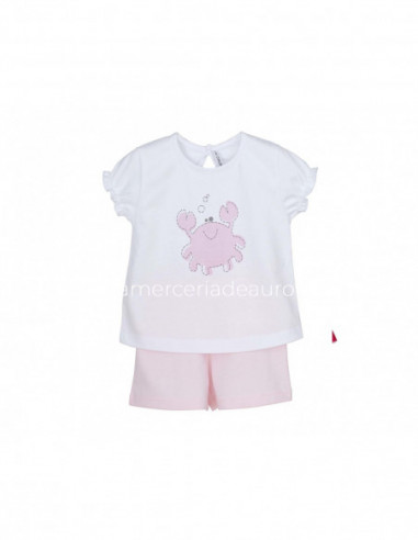 Pijama bebé corto Cangrejo rosa de Calamaro