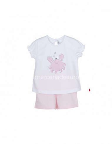 Pijama bebé corto Cangrejo rosa de Calamaro