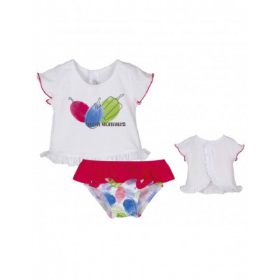 Conjunto baño niña (camiseta+culetín) Verduras de Calamaro