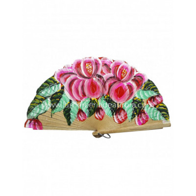 Abanico de madera silueta estampado floral 20012