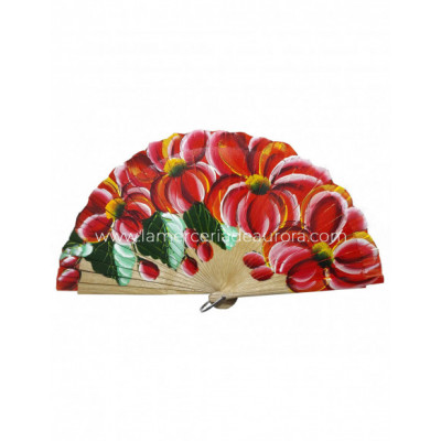 Abanico de madera silueta estampado floral 20017
