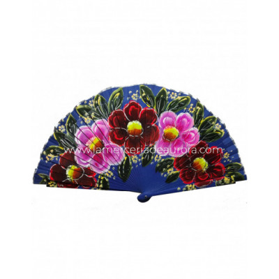 Abanico de madera marfil estampado floral 42261