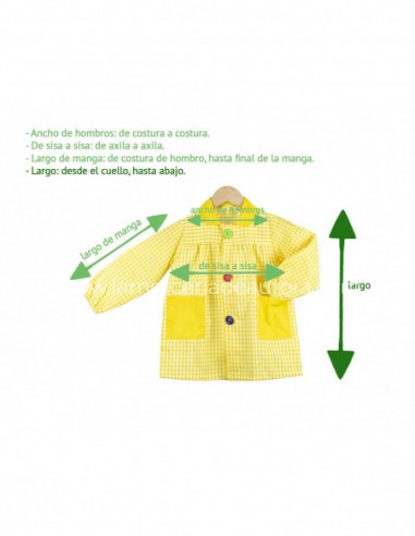 Baby escolar cuadros y botones grandes AMARILLO