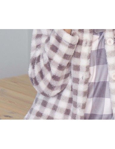 Bata corta coralina-sherpa mujer "Cuadros"...