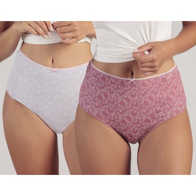 Braga alta mujer algodón gris floral y rosa palisandro...