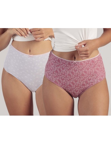 Braga alta mujer algodón gris floral y rosa palisandro ramas (pack 2 uds) de Kehat