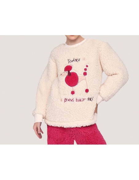 Pijama largo mujer borreguito Caniche de Muydemi