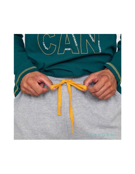 Pijama largo interlock hombre "Yes you can" de Muydemi