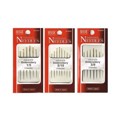 Agujas costura ojo largo dorado Regal