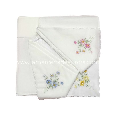 Pañuelos mujer bordados Aurora (3 uds) de Guasch